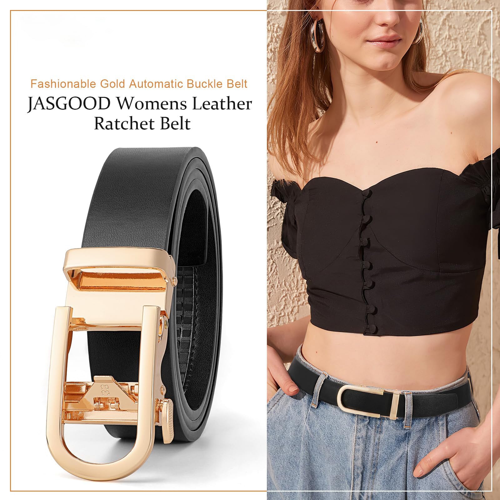 Women Sliding Belt with Automatic Buckle