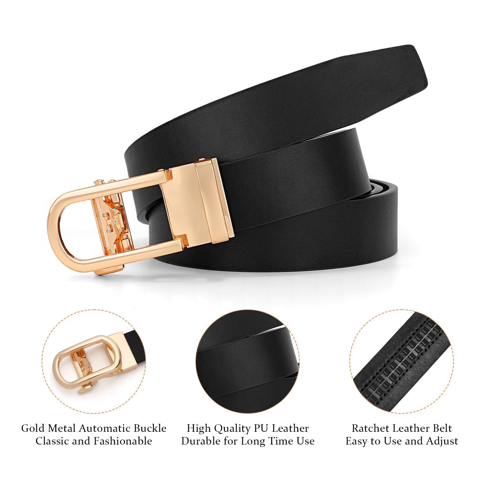 Women Sliding Belt with Automatic Buckle