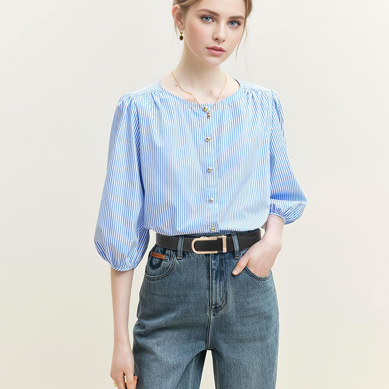 Women Sliding Belt with Automatic Buckle