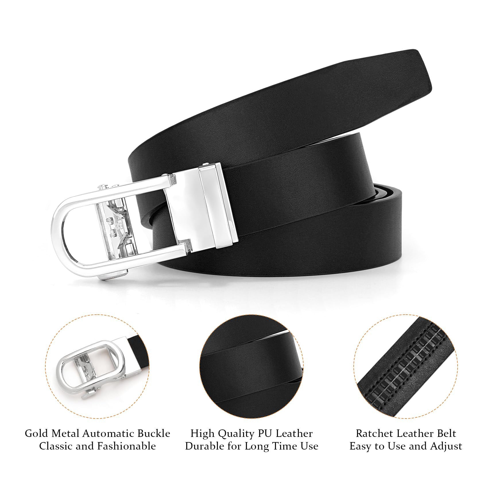 Women Sliding Belt with Automatic Buckle