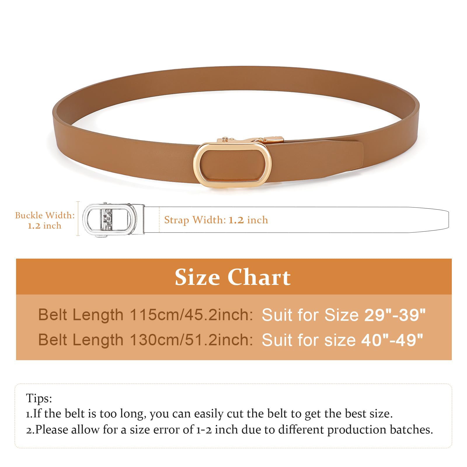 Women Sliding Belt with Automatic Buckle