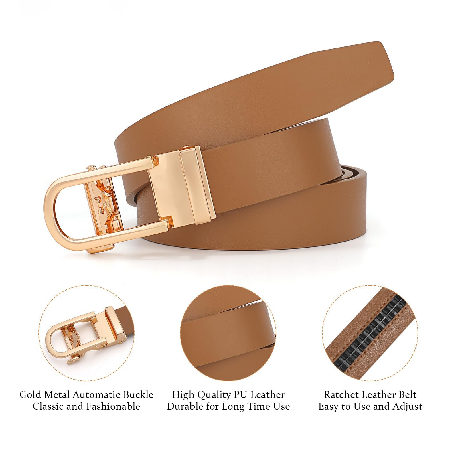 Women Sliding Belt with Automatic Buckle