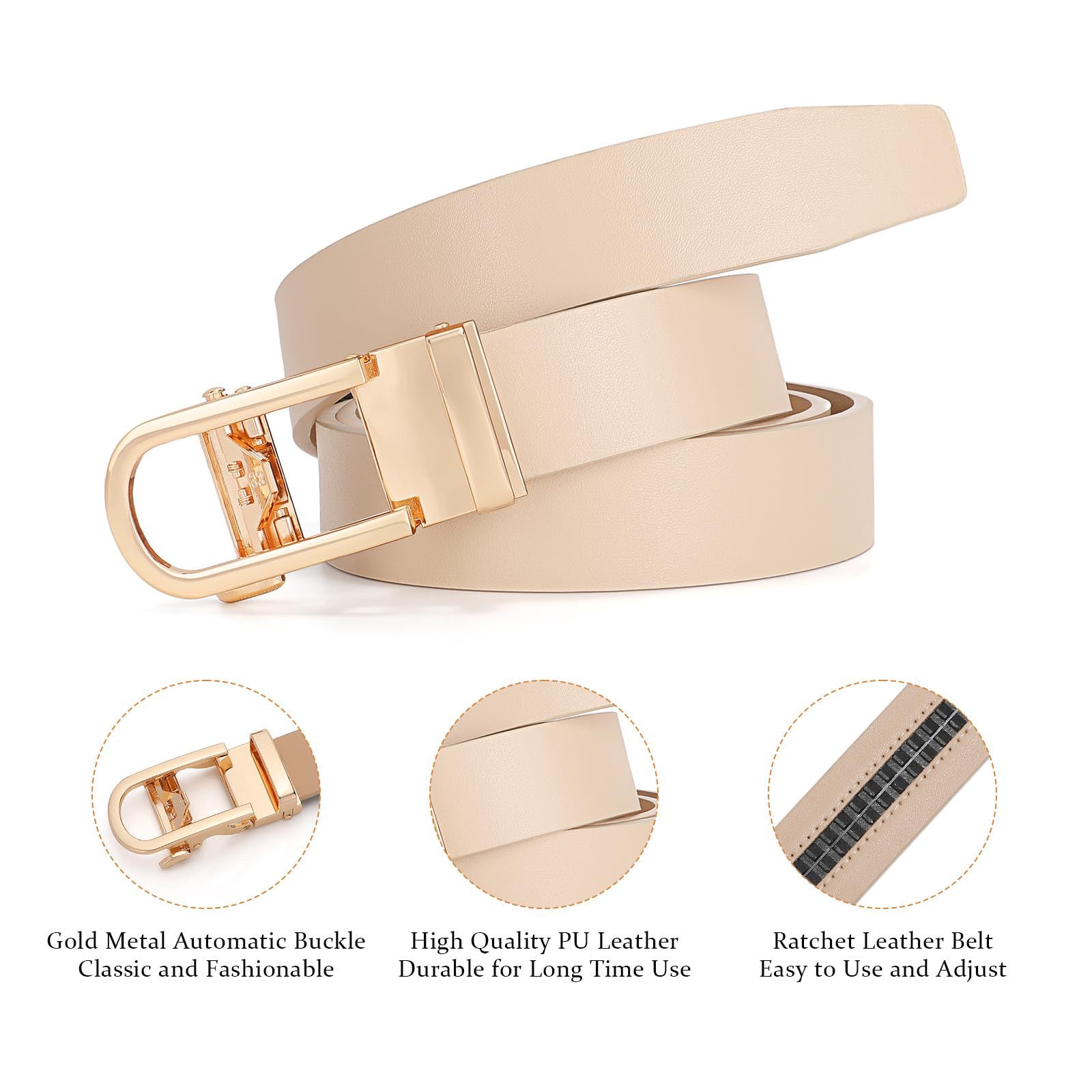 Women Sliding Belt with Automatic Buckle