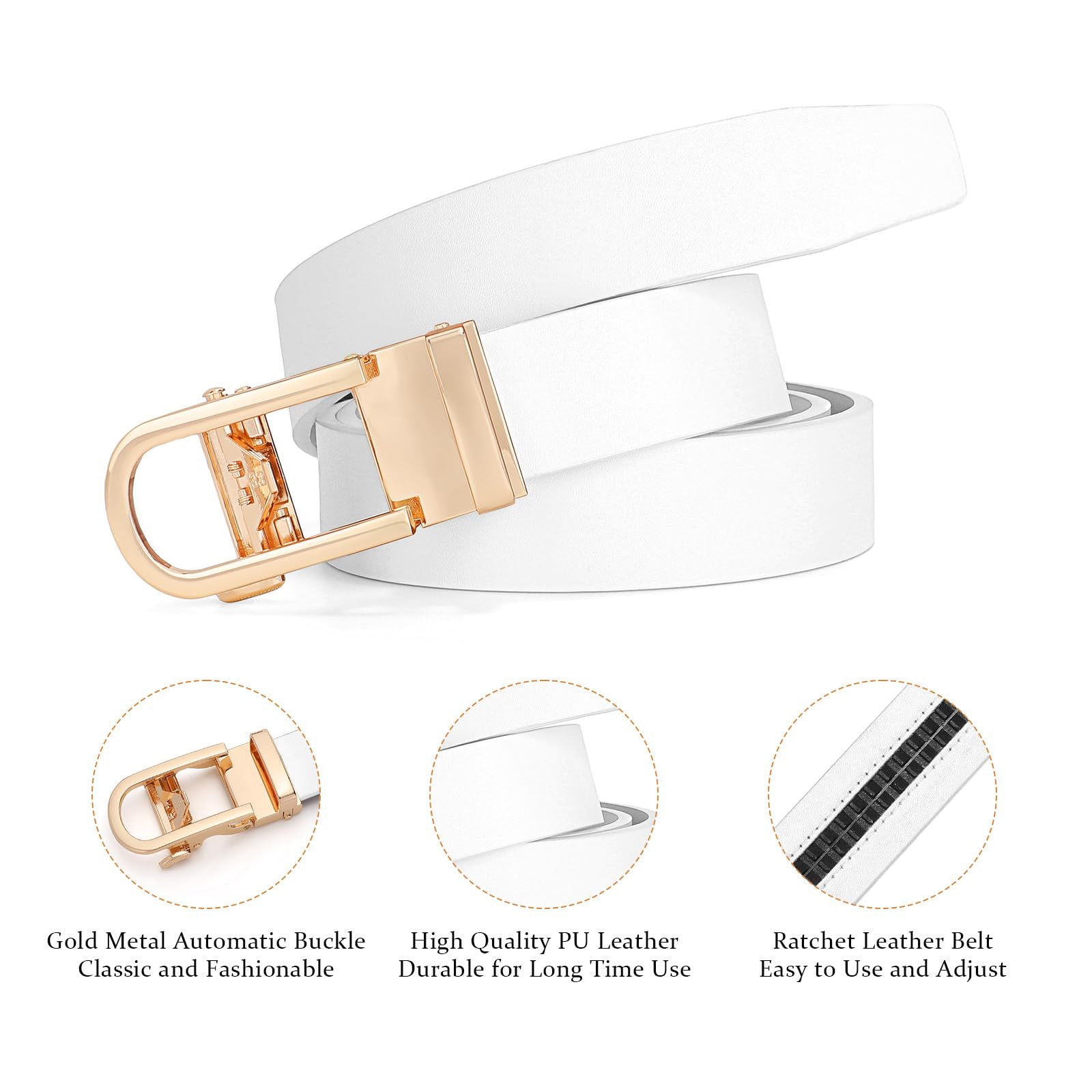 Women Sliding Belt with Automatic Buckle