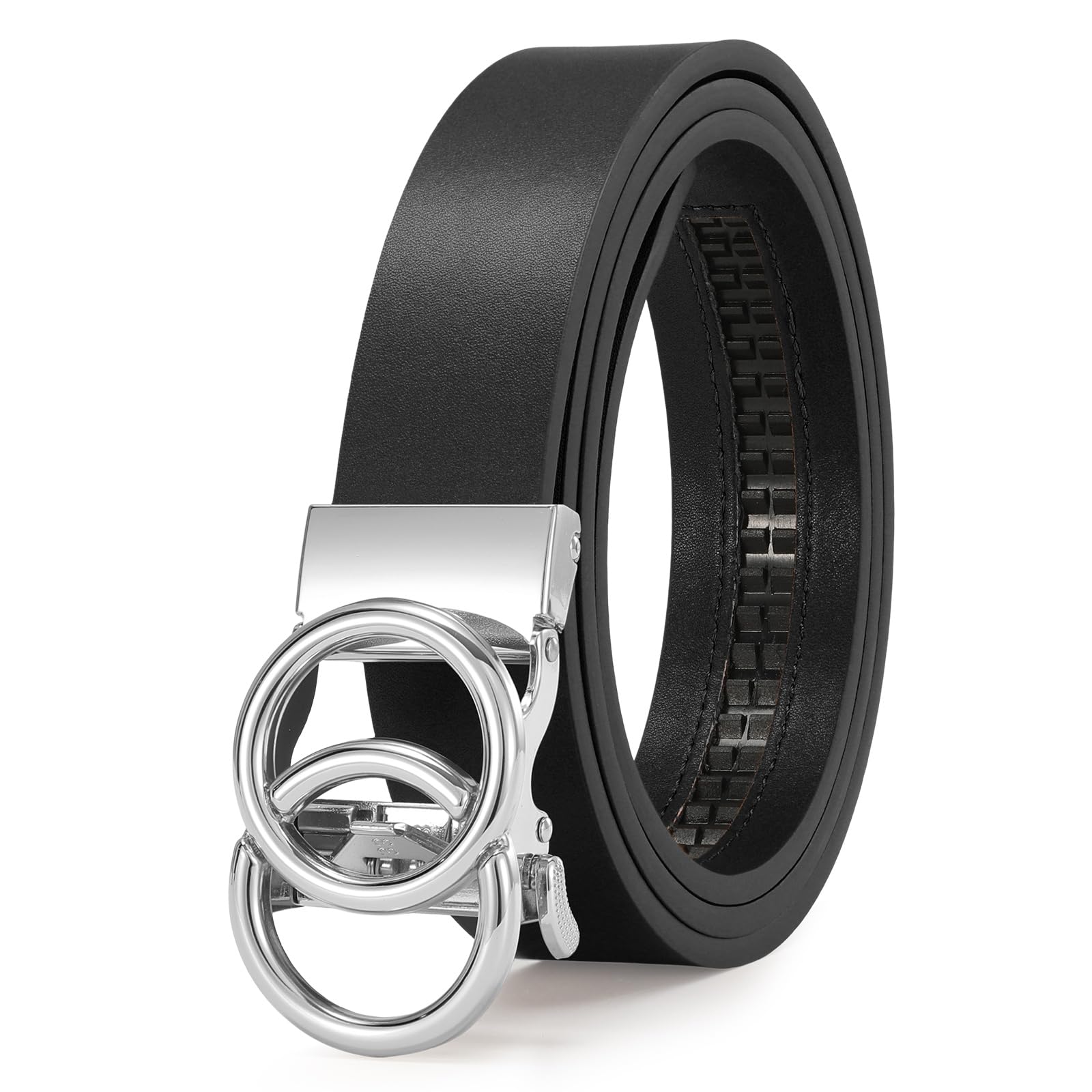 Automatic Sliding Ratchet Leather Belt