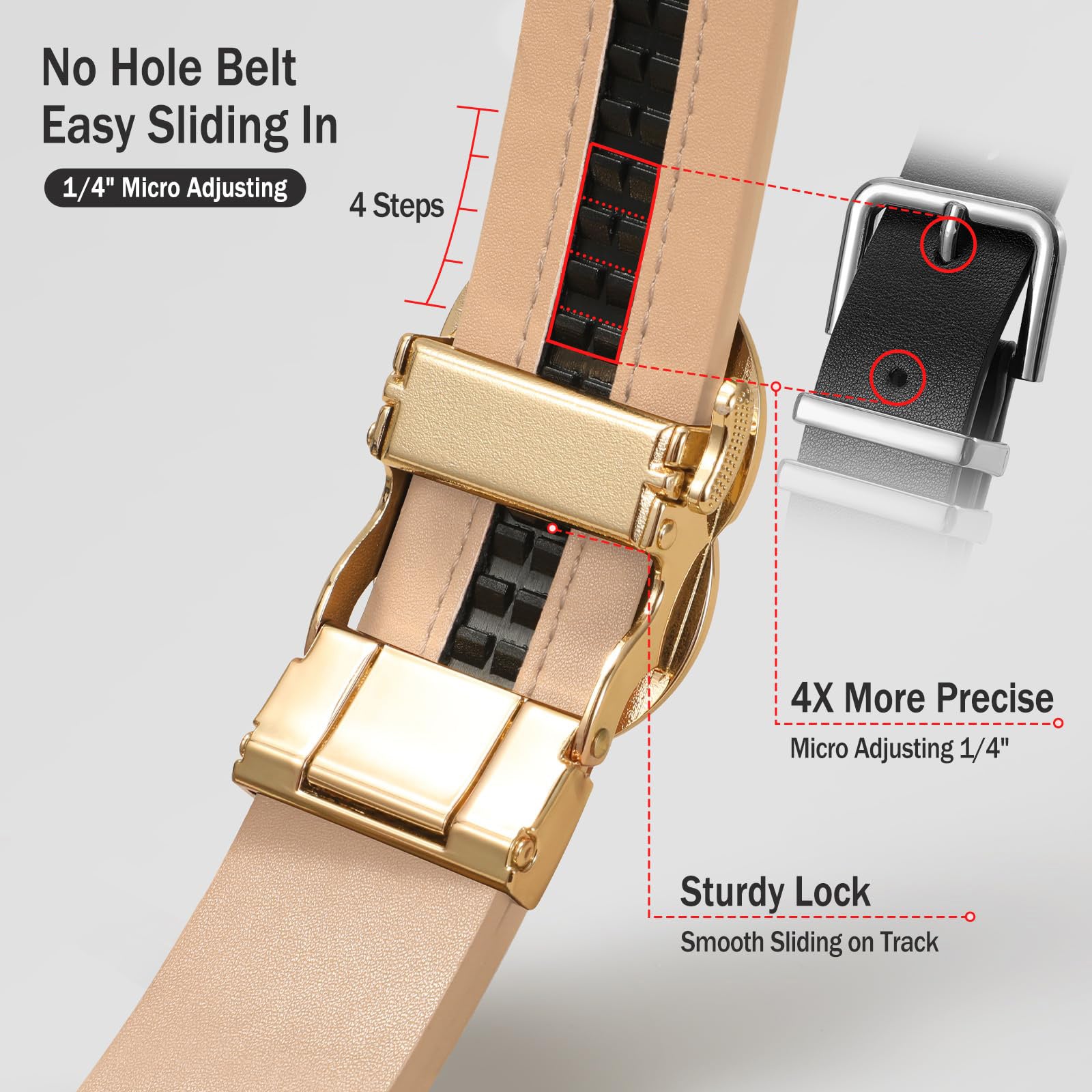 Automatic Sliding Ratchet Leather Belt