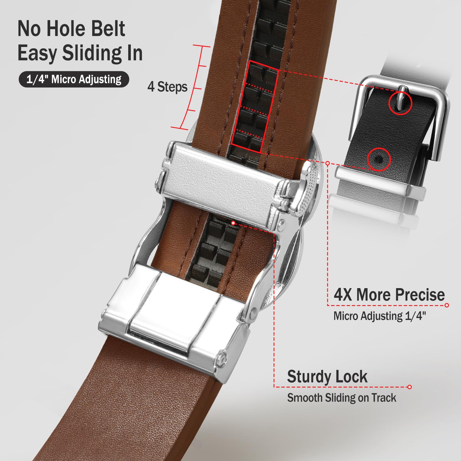 Automatic Sliding Ratchet Leather Belt