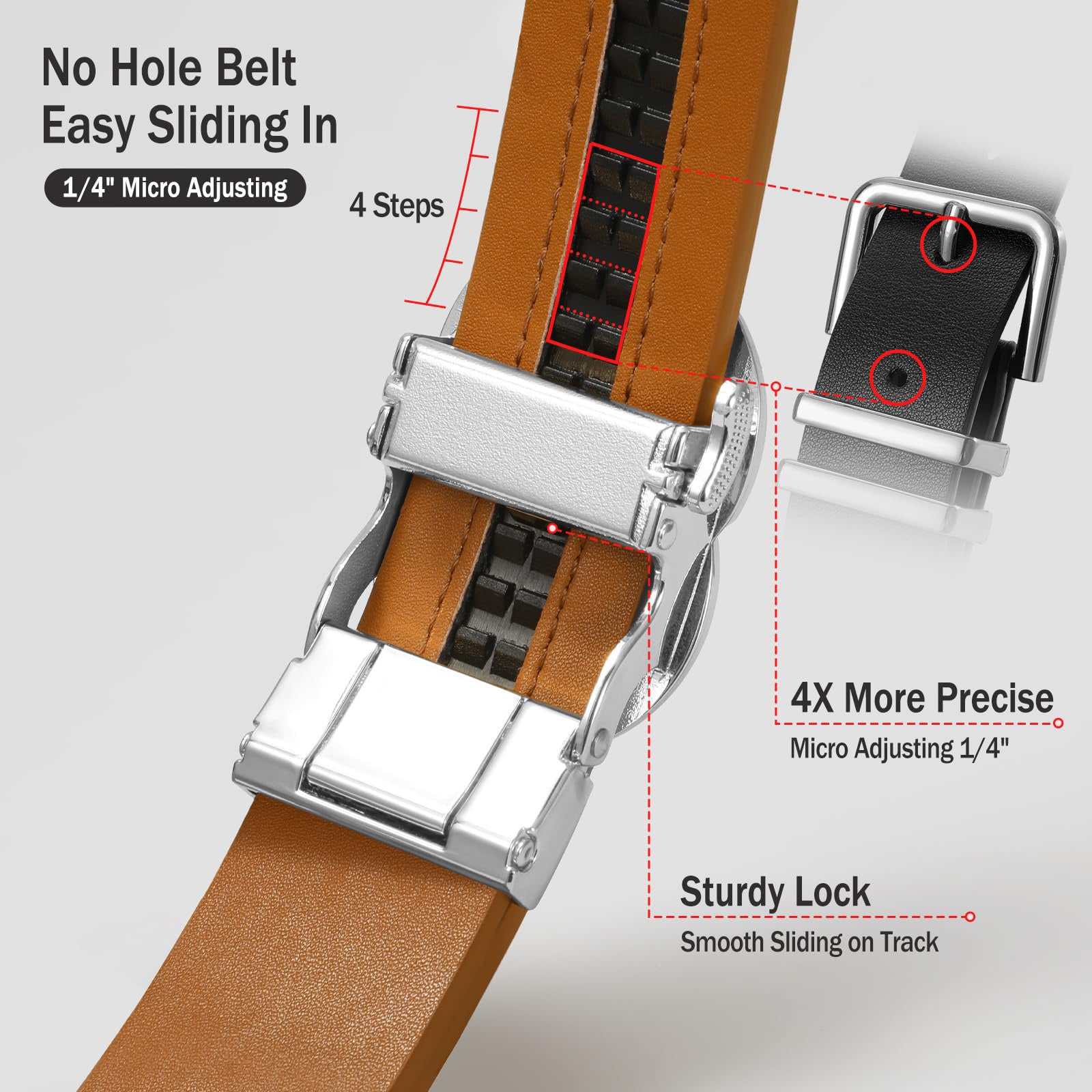 Automatic Sliding Ratchet Leather Belt