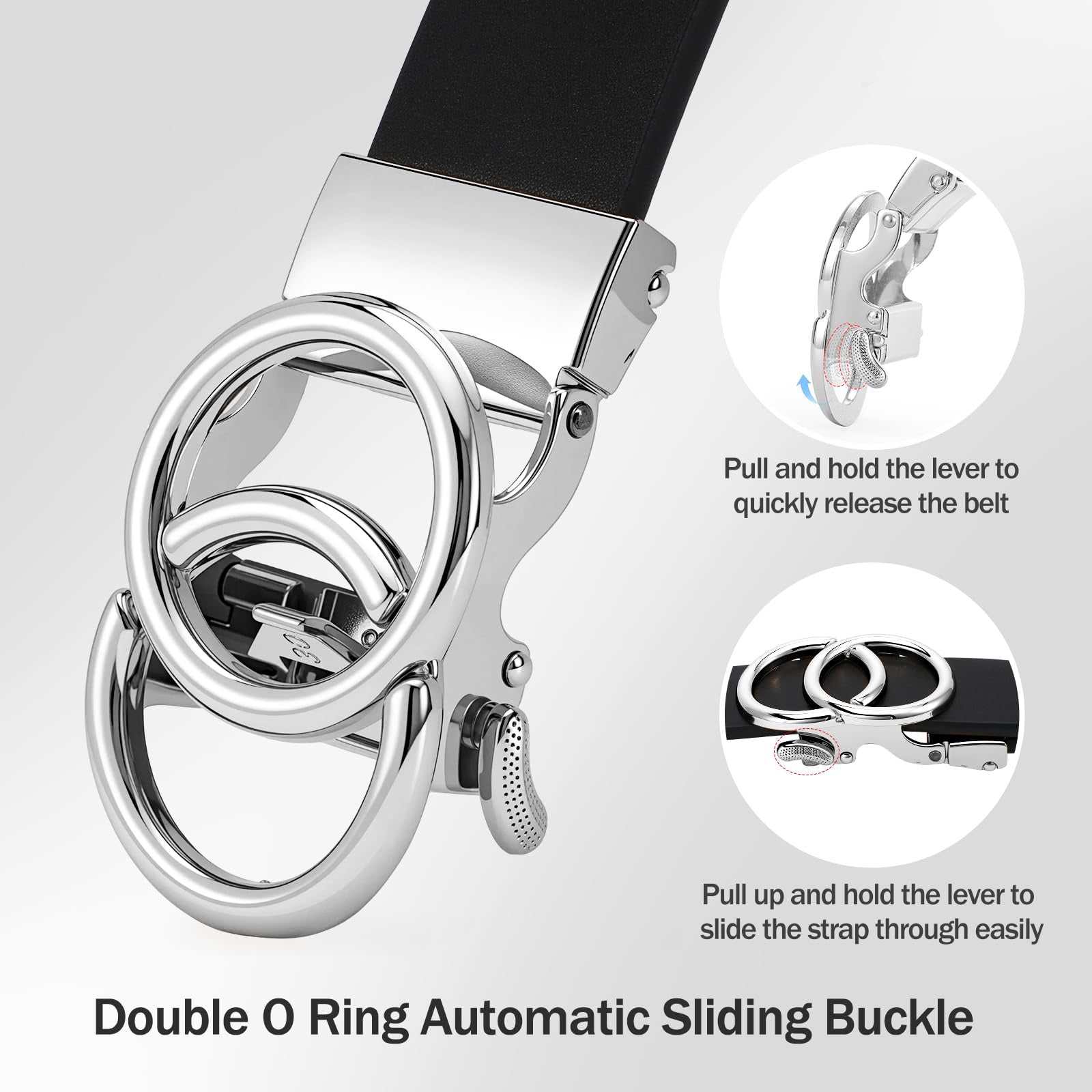 Automatic Sliding Ratchet Leather Belt