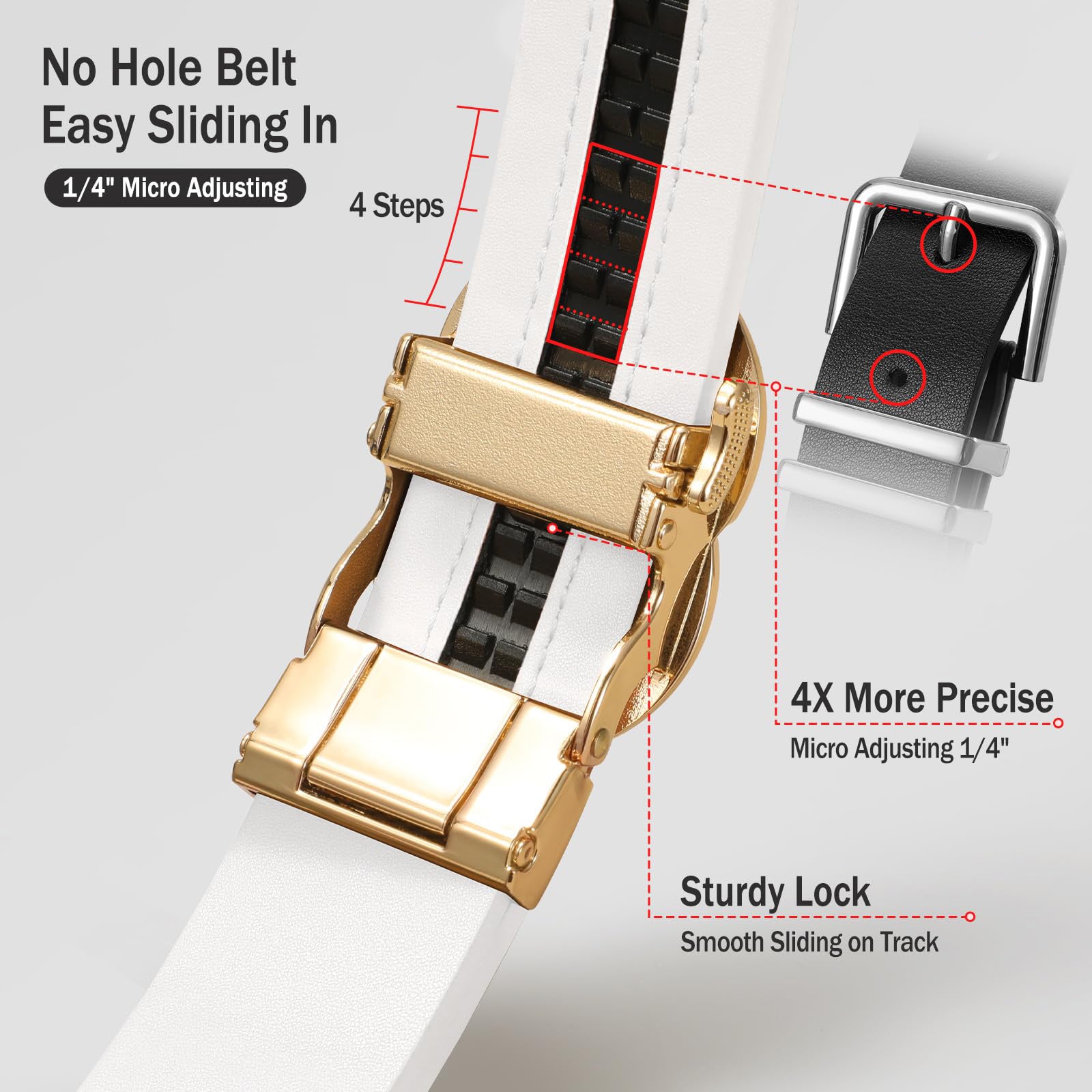 Automatic Sliding Ratchet Leather Belt