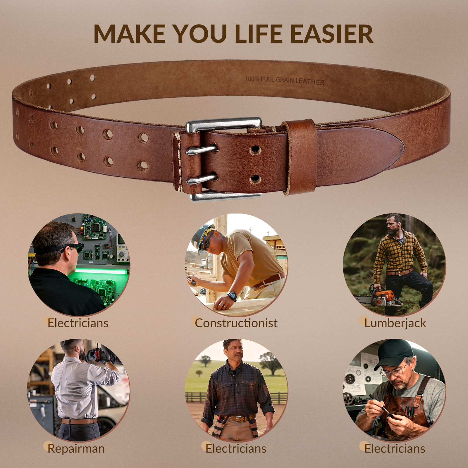 Full Grain Heavy Duty Work Leather Belt