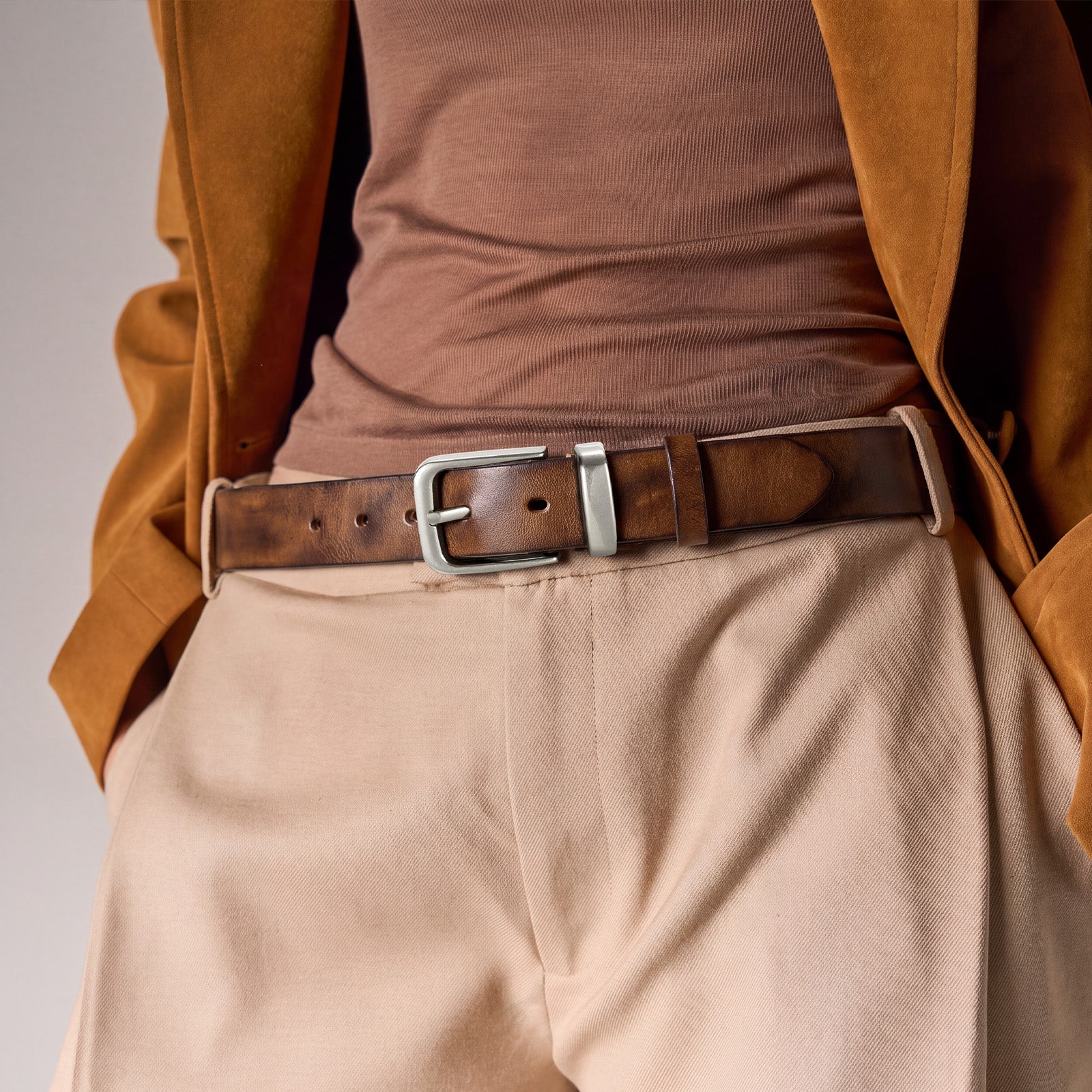 Vintage Metal Buckle Genuine Leather Belt