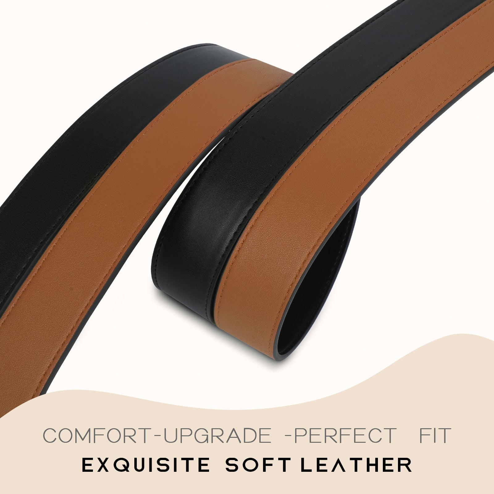 Men Women Comfortable Casual Leather Classic Reversible Belt - JASGOOD OFFICIAL
