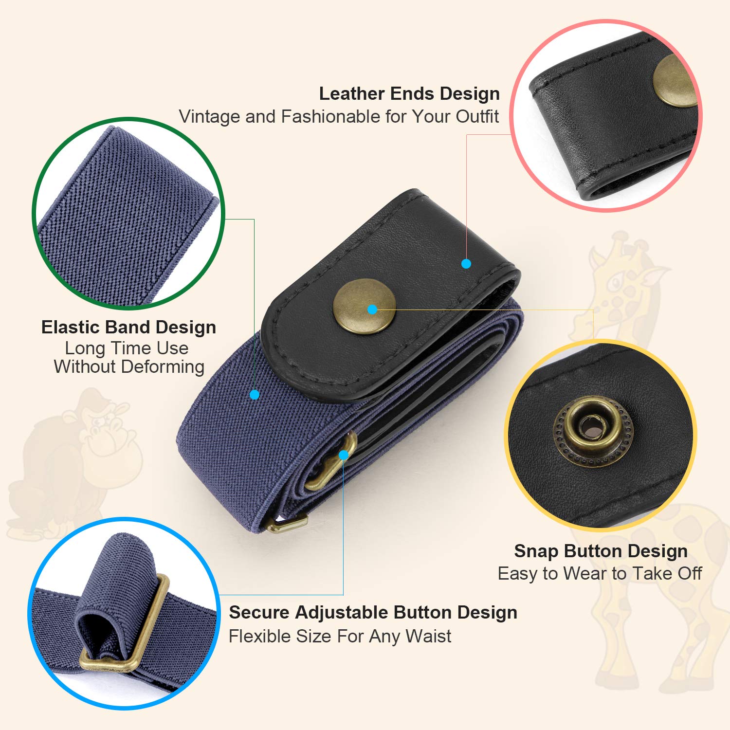 Adjustable Buckle Free Elastic Stretch Belts