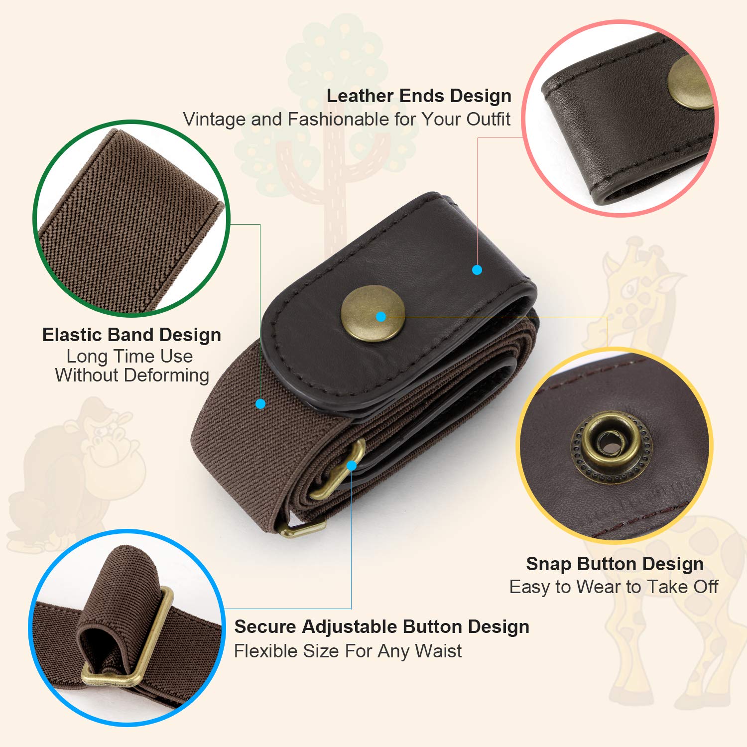 Adjustable Buckle Free Elastic Stretch Belts