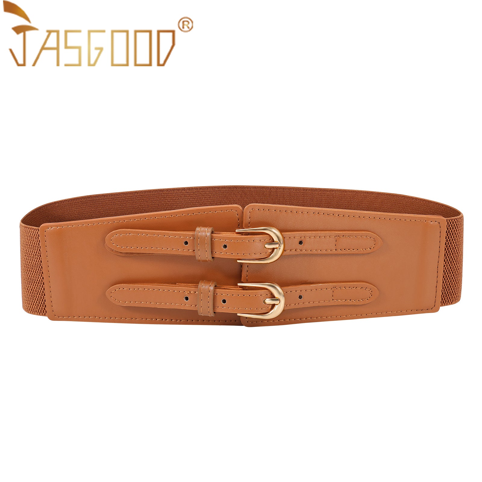 Women Vintage Wide Faux Leather Elastic Stretchy Belt - JASGOOD OFFICIAL