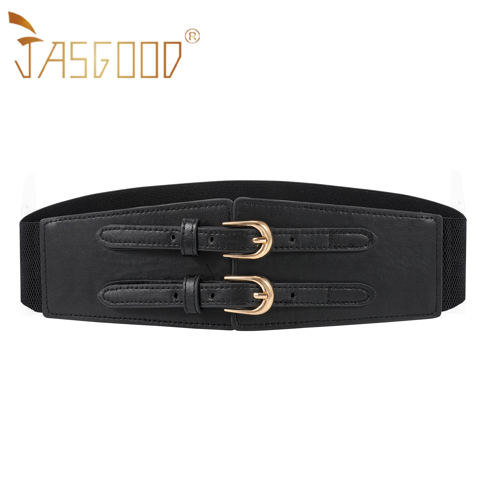 Women Vintage Wide Faux Leather Elastic Stretchy Belt - JASGOOD OFFICIAL
