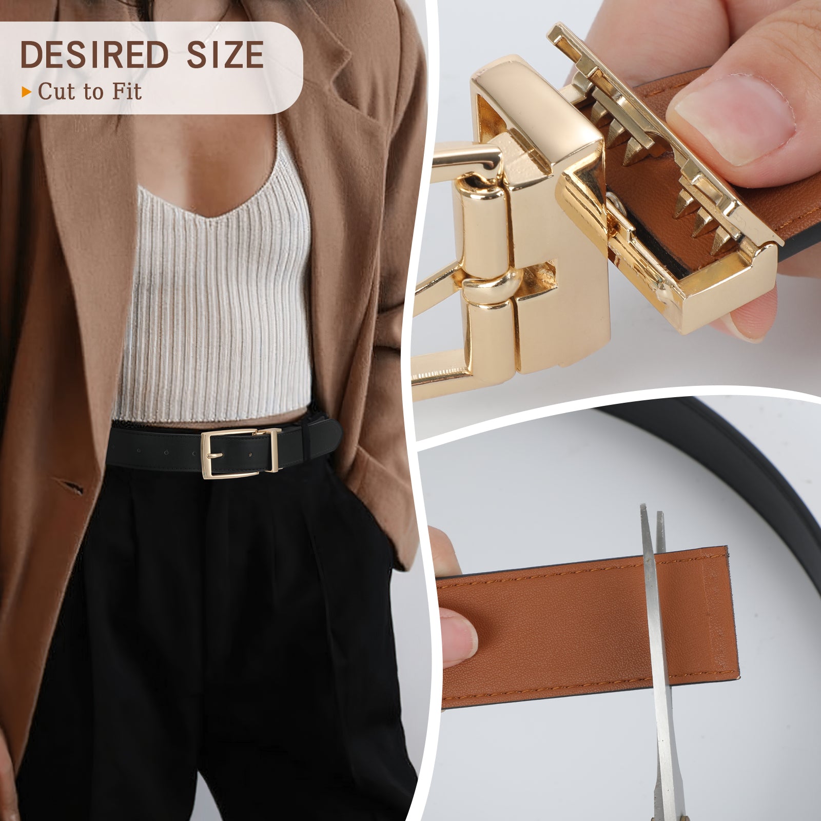 Men Women Comfortable Casual Leather Classic Reversible Belt - JASGOOD OFFICIAL