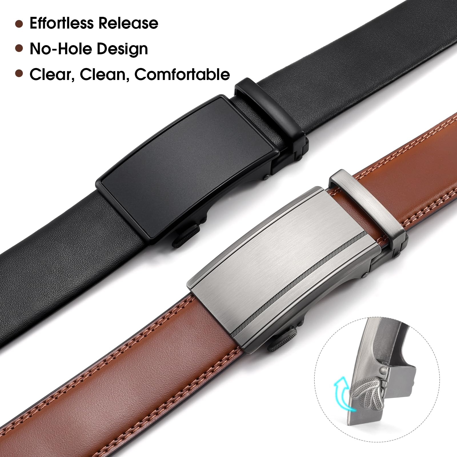 Adjustable Click Slide Ratchet Belts for Men