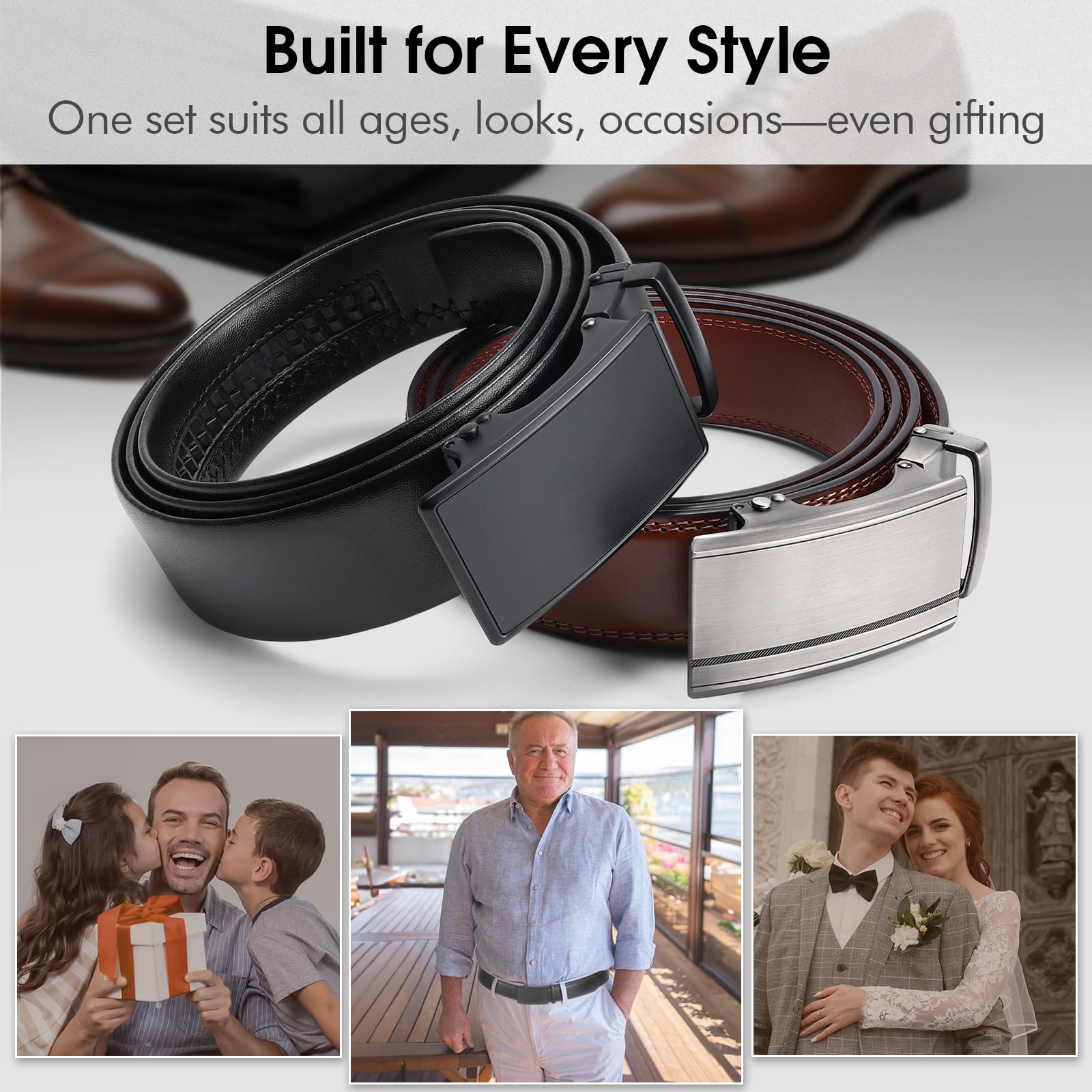 Adjustable Click Slide Ratchet Belts for Men