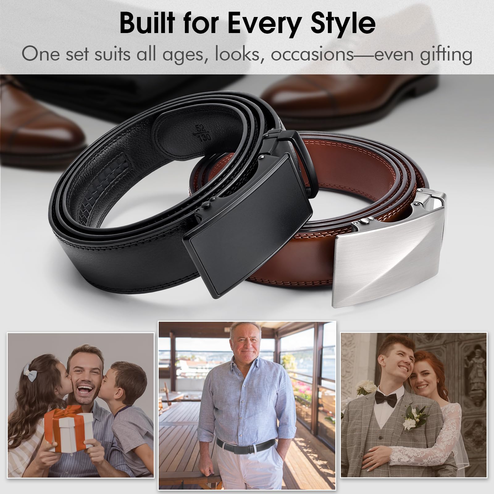 Adjustable Click Slide Ratchet Belts for Men