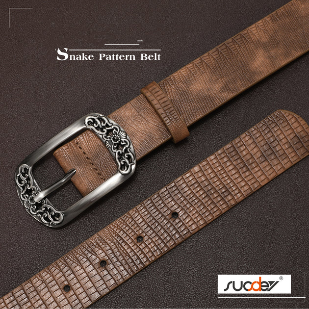 小物 Vintage Snake Pattern Studs Design Belt JASGOOD 1 Pack Vintage Snake Pattern Design Faux Leather