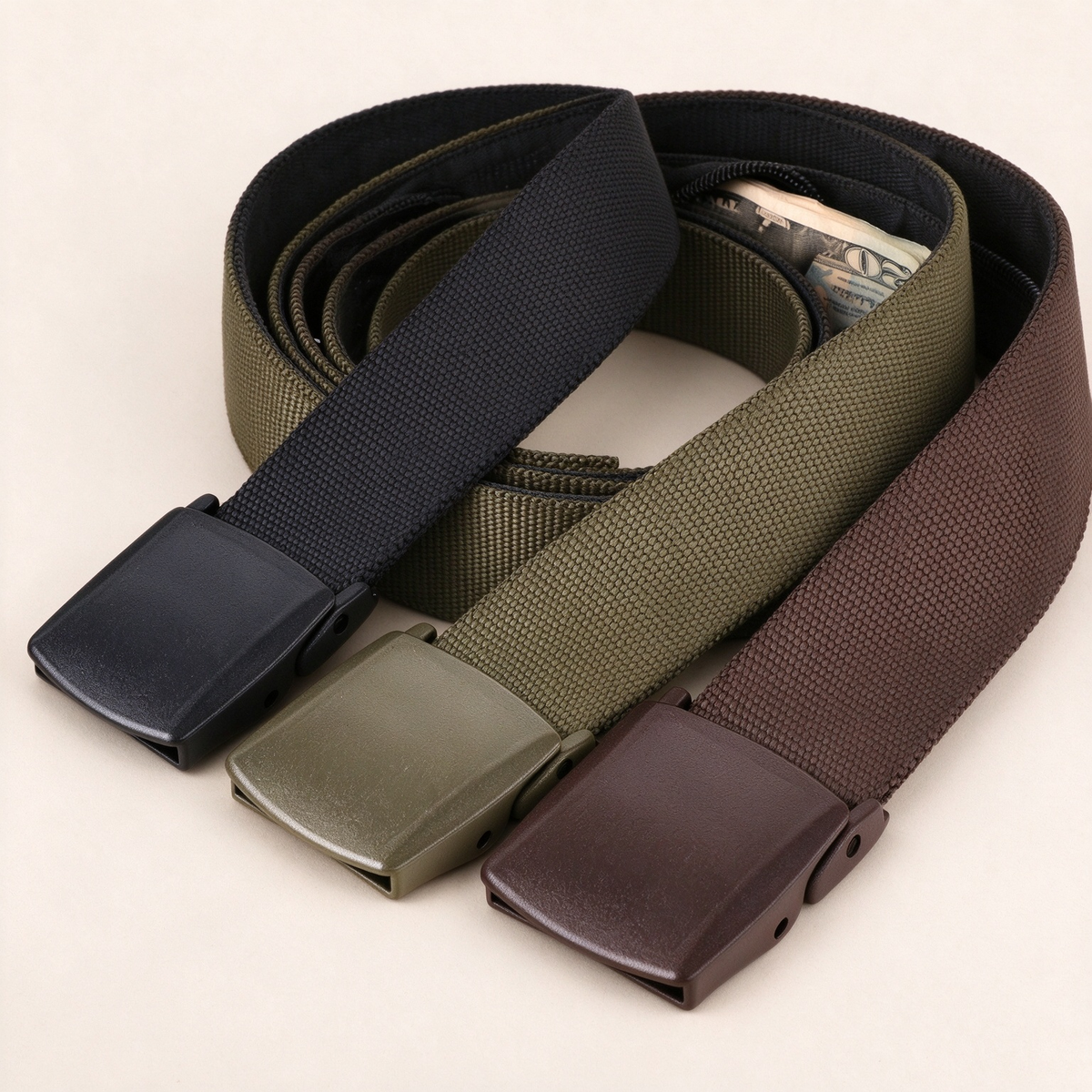 3-Pack Security Money Belt with Hidden Money Pocket