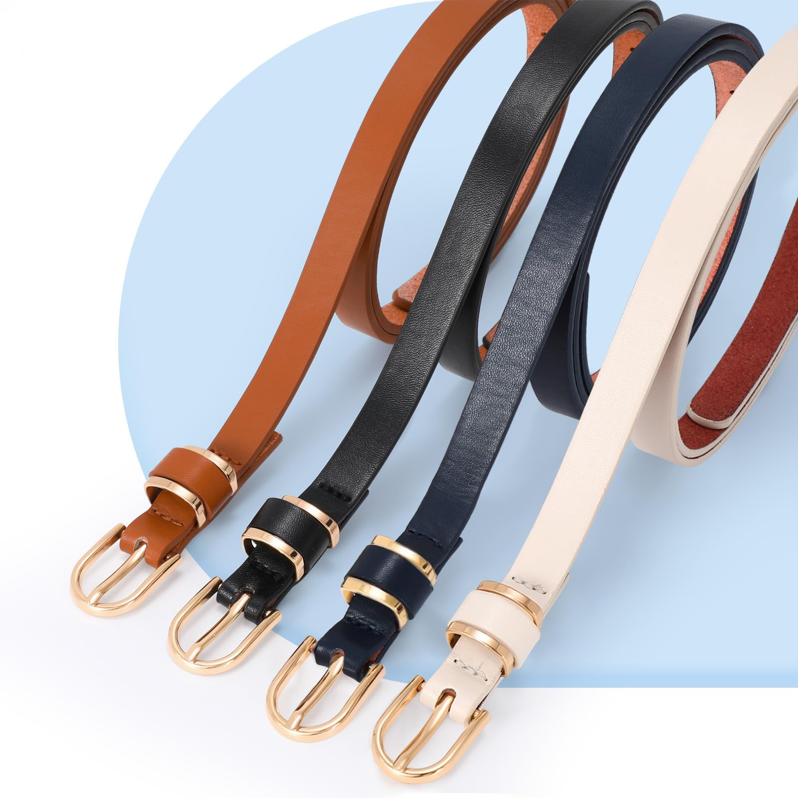 4-Pack Skinny Leather Belt