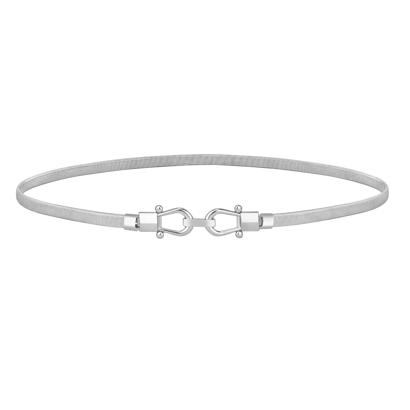 JASGOOD Skinny Metal Waist Belt for Dress Fashion Waistband Elastic Metal Chain Belt - JASGOOD OFFICIAL