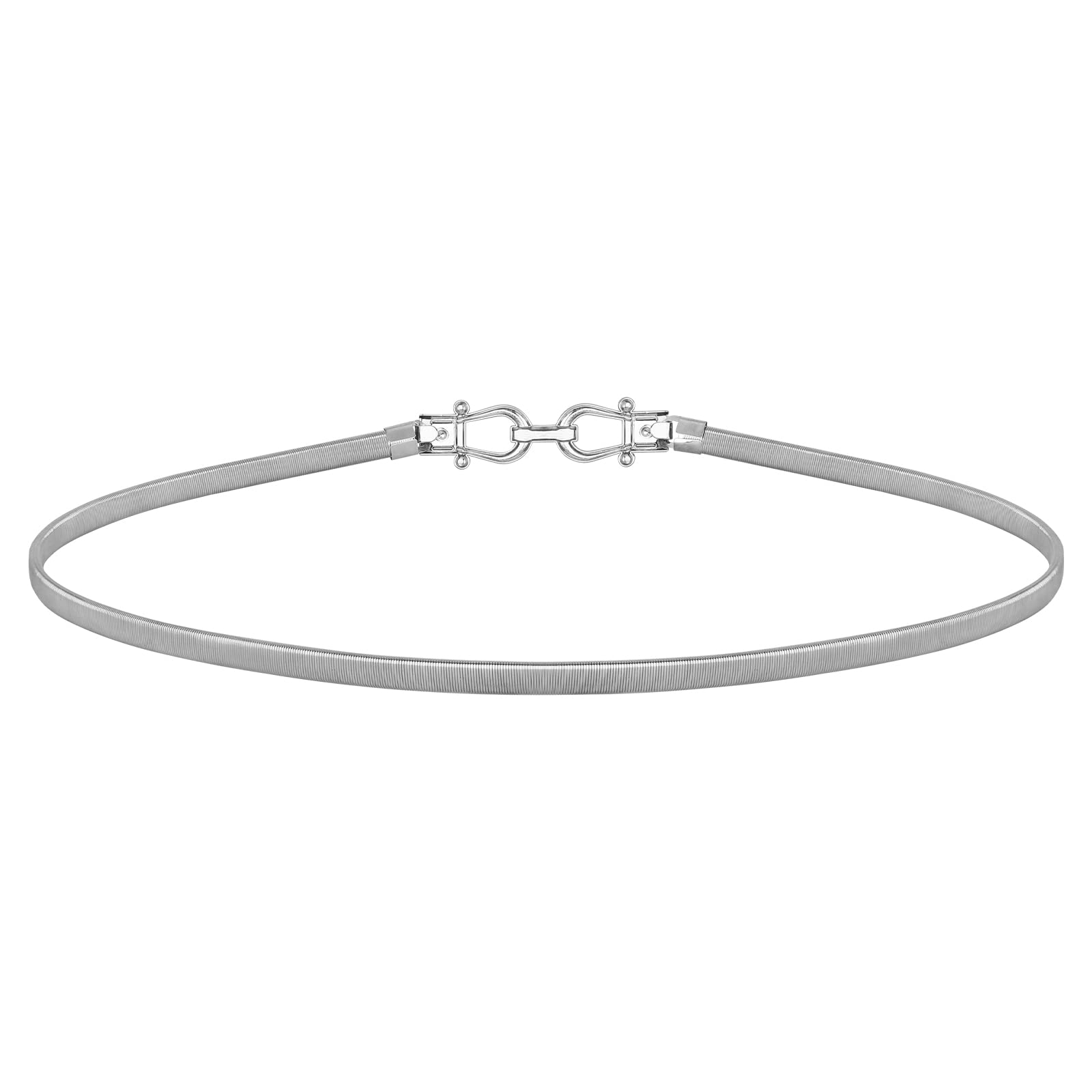 JASGOOD Skinny Metal Waist Belt for Dress Fashion Waistband Elastic Metal Chain Belt - JASGOOD OFFICIAL