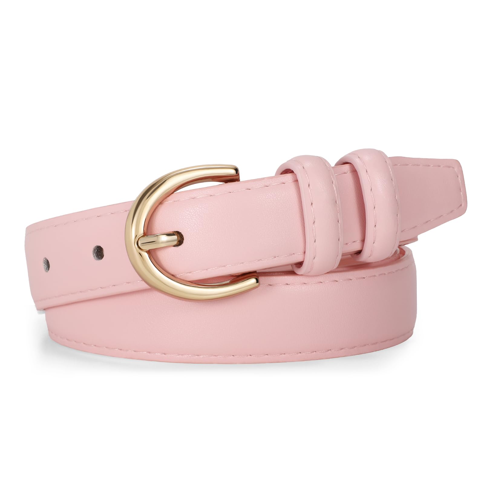 JASGOOD Women Leather Belt Fashion Dress Belt with Gold Buckle for Ladies Jeans Pants