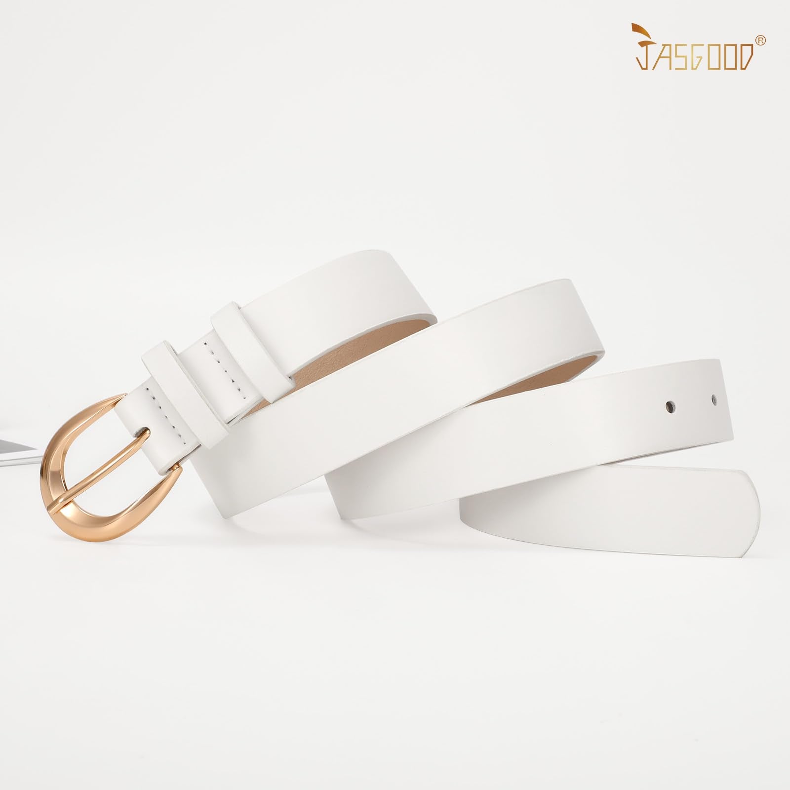 JASGOOD Women Leather Belt with Gold Buckle Fashion Women Belt Casual Leather Belt for Jeans Pants Dress