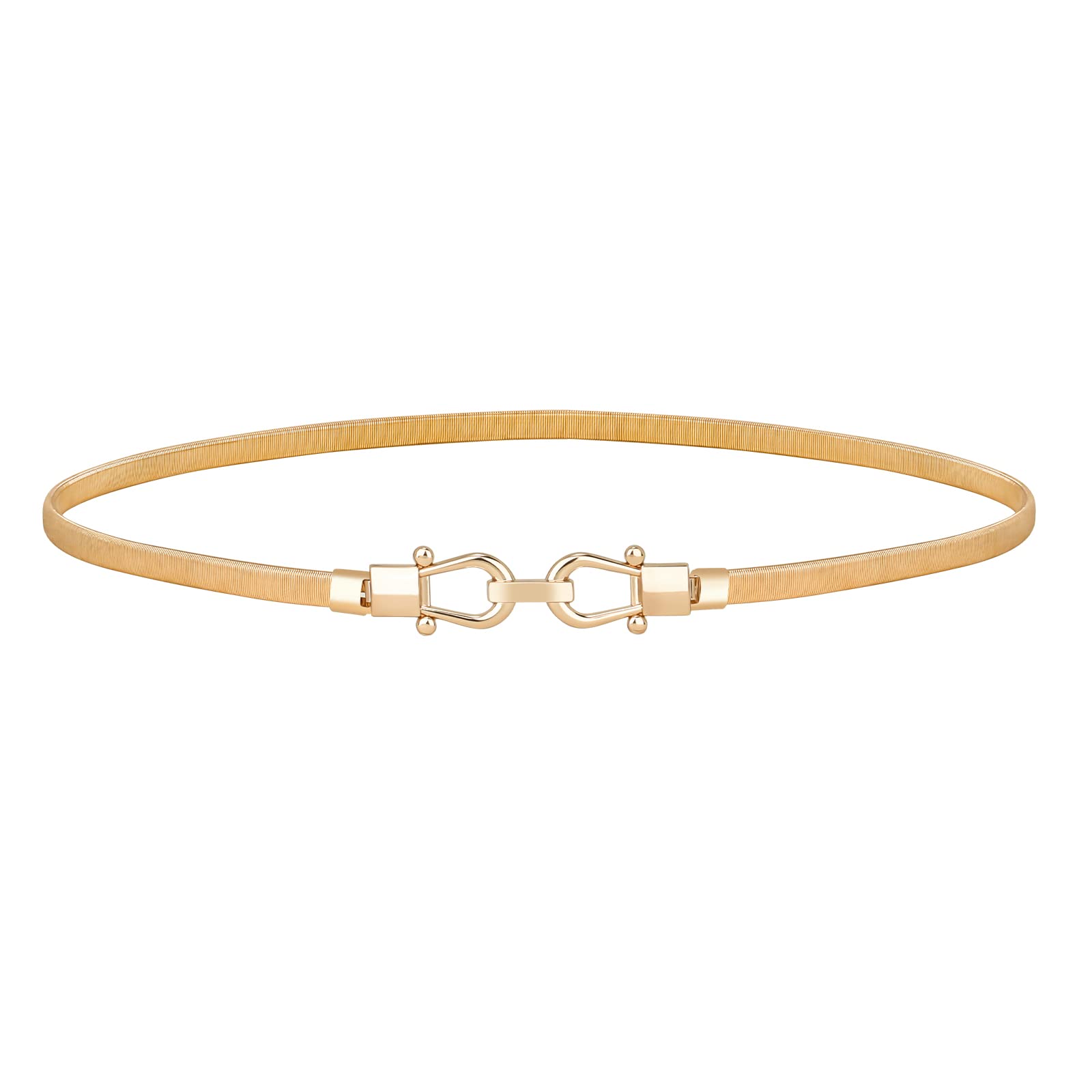 JASGOOD Skinny Metal Waist Belt for Dress Fashion Waistband Elastic Metal Chain Belt - JASGOOD OFFICIAL
