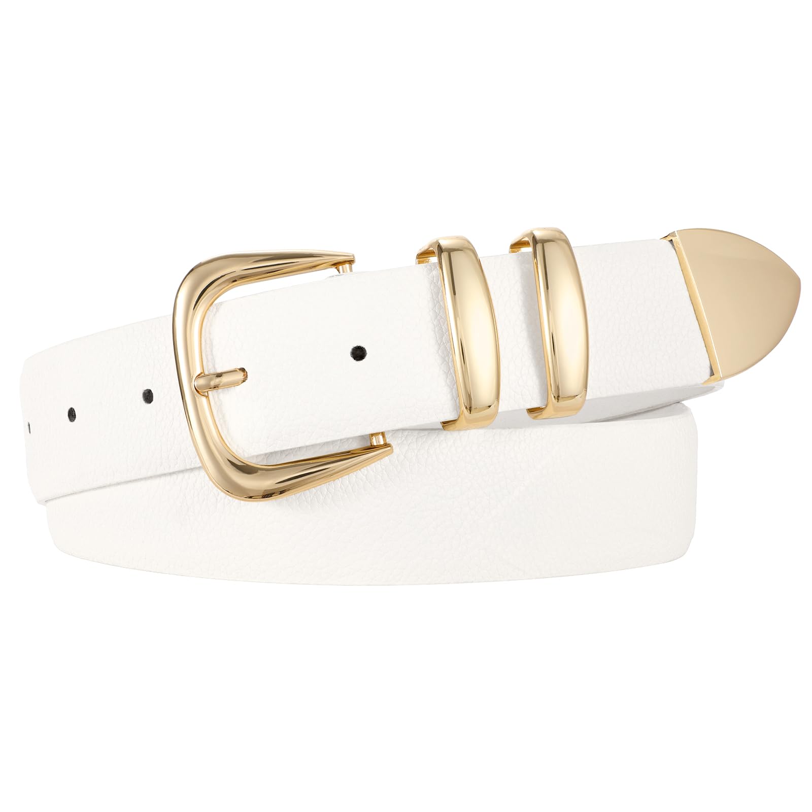 JASGOOD Women's Leather Belts Fashion Leather Waist Belt with Gold Buckle Elegant Ladies Belts for Jeans Dress