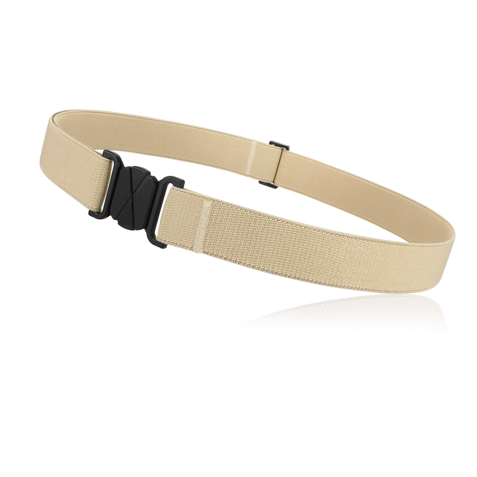 JASGOOD Women No Show Stretch Belt Flat Buckle Elastic Web Belt for Jeans Pants Dresses