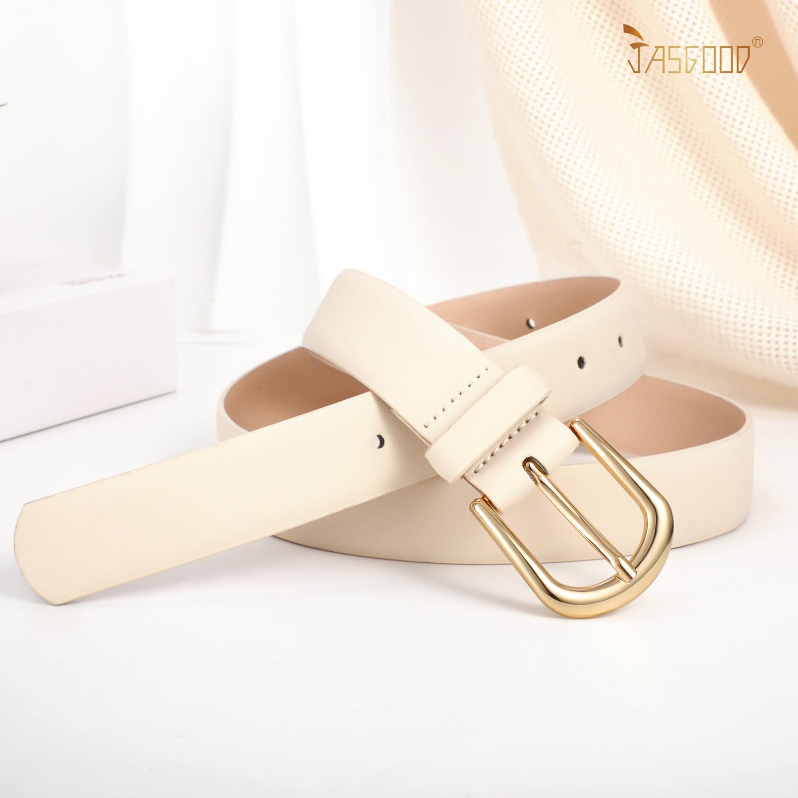 JASGOOD Leather Belt Women Belts for Jean Pants with Gold Buckle Fashion Ladies Waist Belt - JASGOOD OFFICIAL