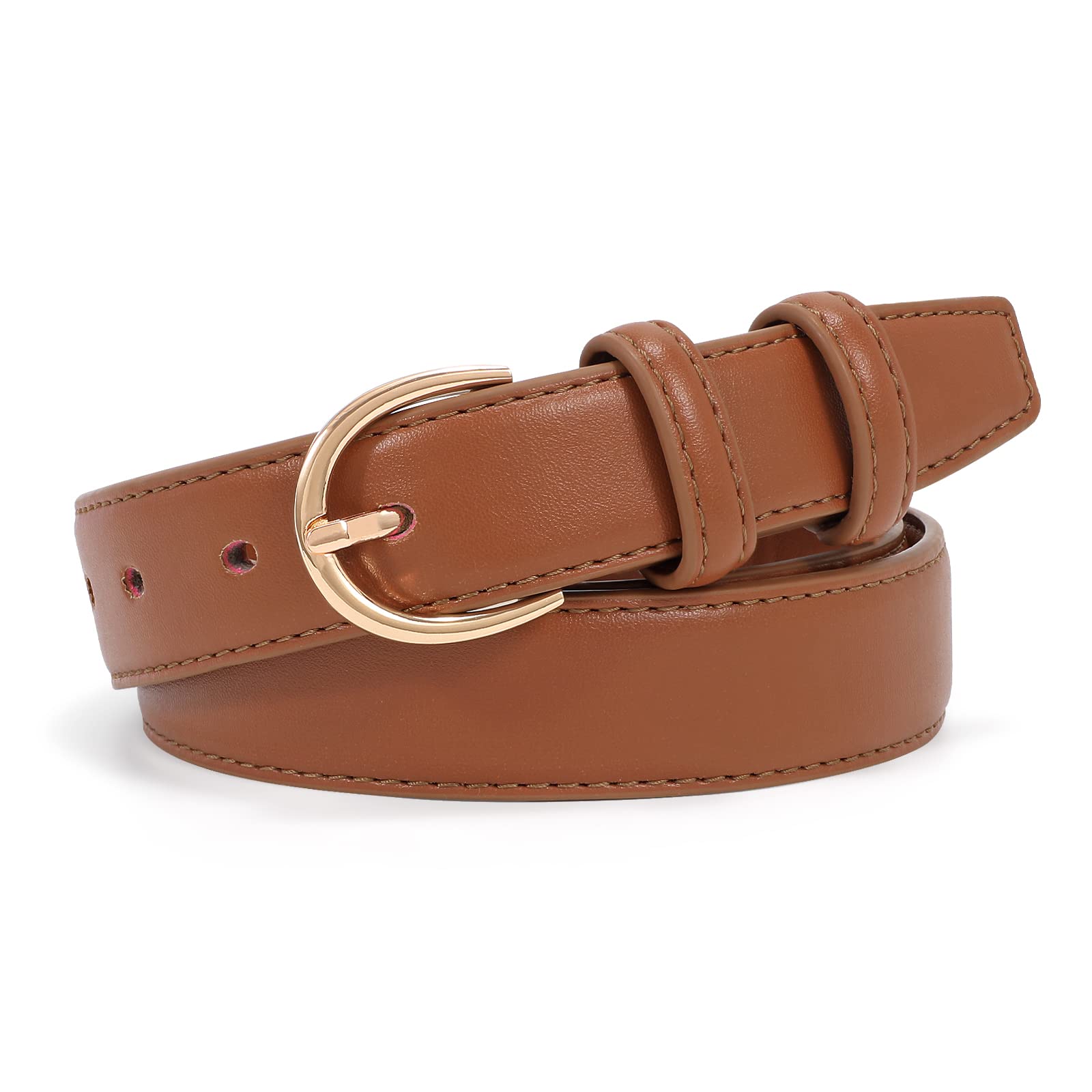 JASGOOD Women Leather Belt Fashion Dress Belt with Gold Buckle for Ladies Jeans Pants