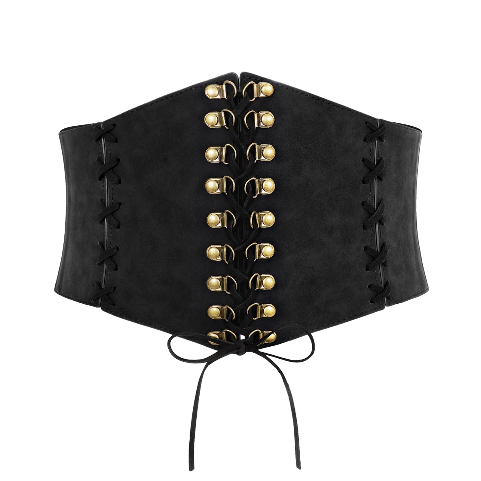 JASGOOD Women Wide Waist Belt Vintage Elastic Corset Belt Lace-up Tied Waspie Corset Belt for Dress Halloween Costume