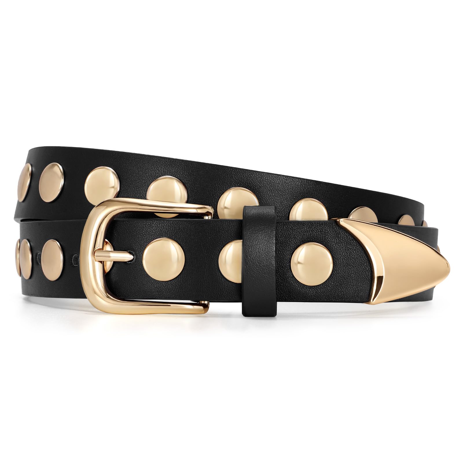 JASGOOD Women Fashion Leather Belt Punk Studded Belt for Jeans Pants Dresses - JASGOOD OFFICIAL