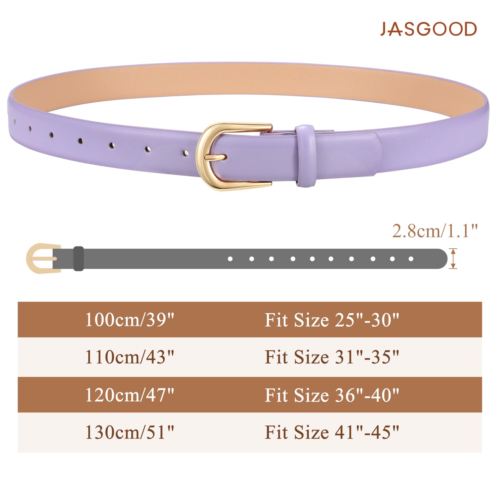 JASGOOD Leather Belt Women Belts for Jean Pants with Gold Buckle Fashion Ladies Waist Belt - JASGOOD OFFICIAL