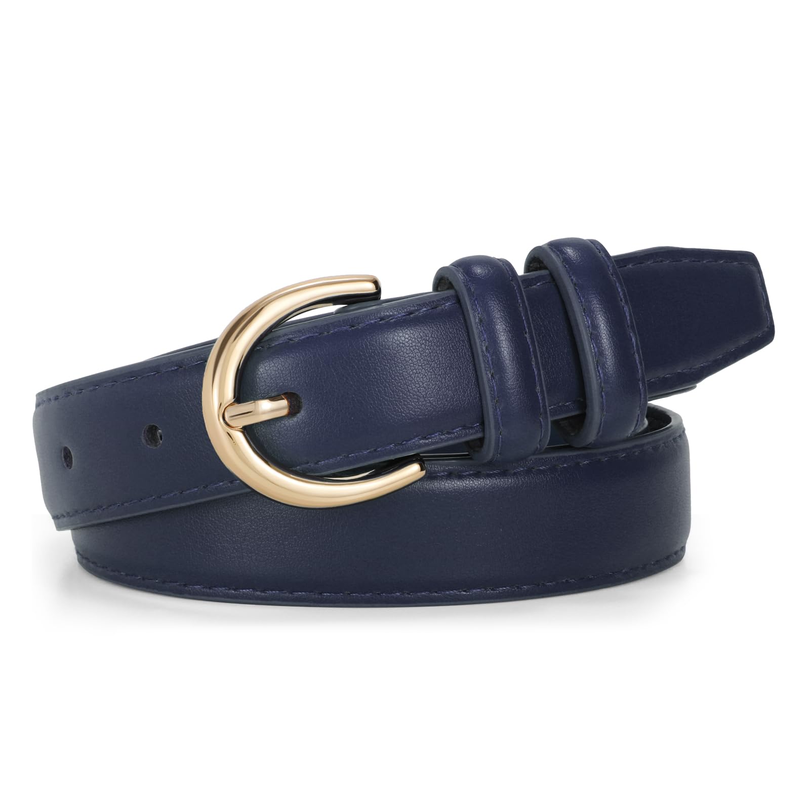 JASGOOD Women Leather Belt Fashion Dress Belt with Gold Buckle for Ladies Jeans Pants