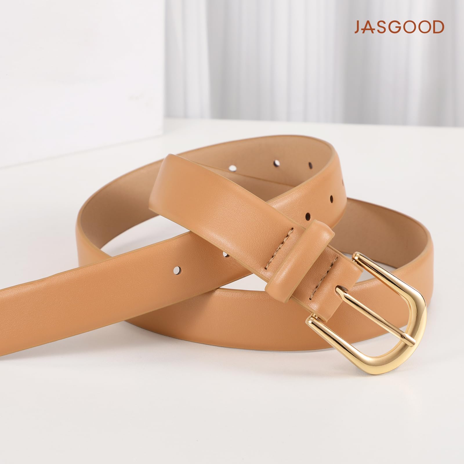 JASGOOD Leather Belt Women Belts for Jean Pants with Gold Buckle Fashion Ladies Waist Belt - JASGOOD OFFICIAL