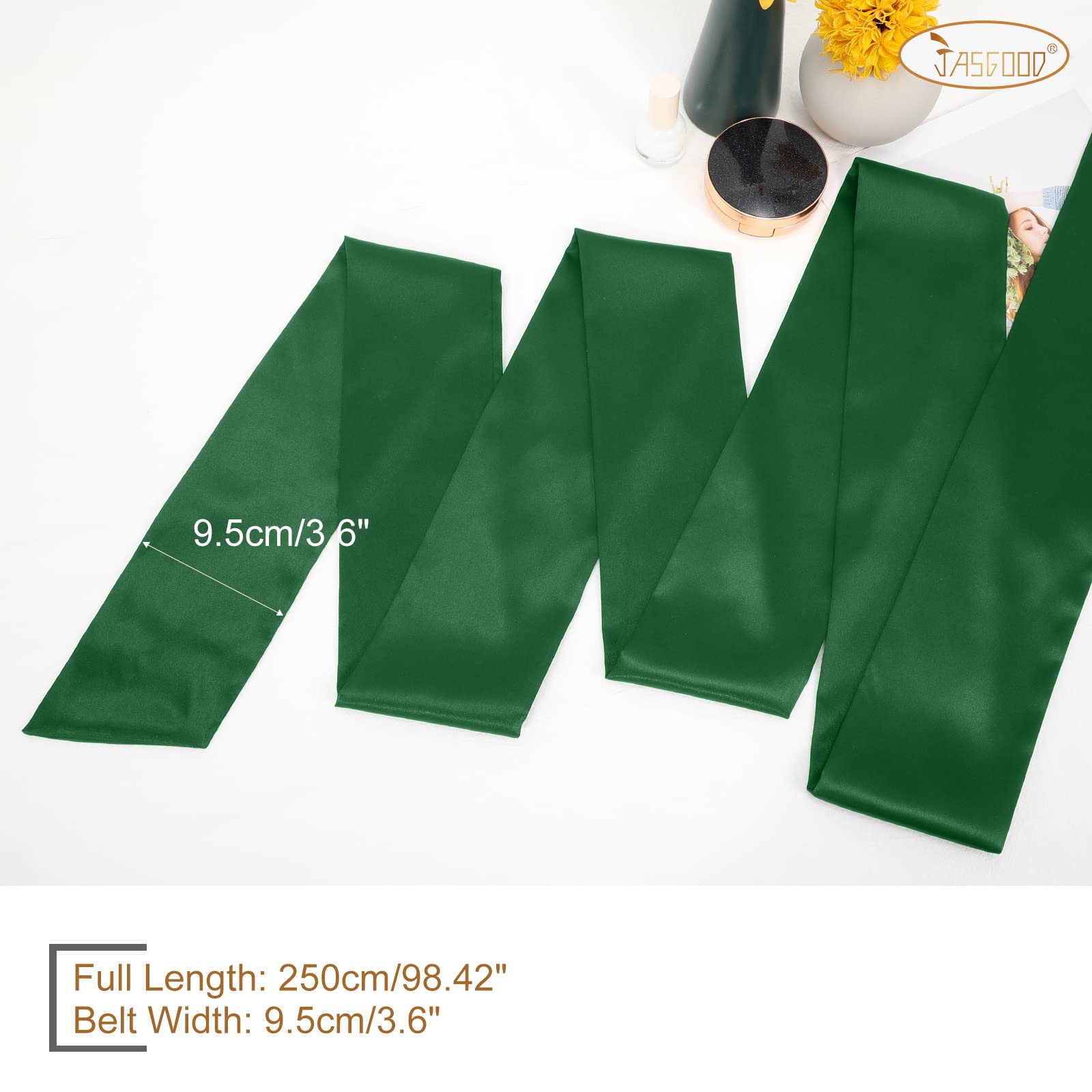 JASGOOD Women Sash Belt for Dress Long Satin Waist Belt for Wedding Party Special Occasion 3.7" Width