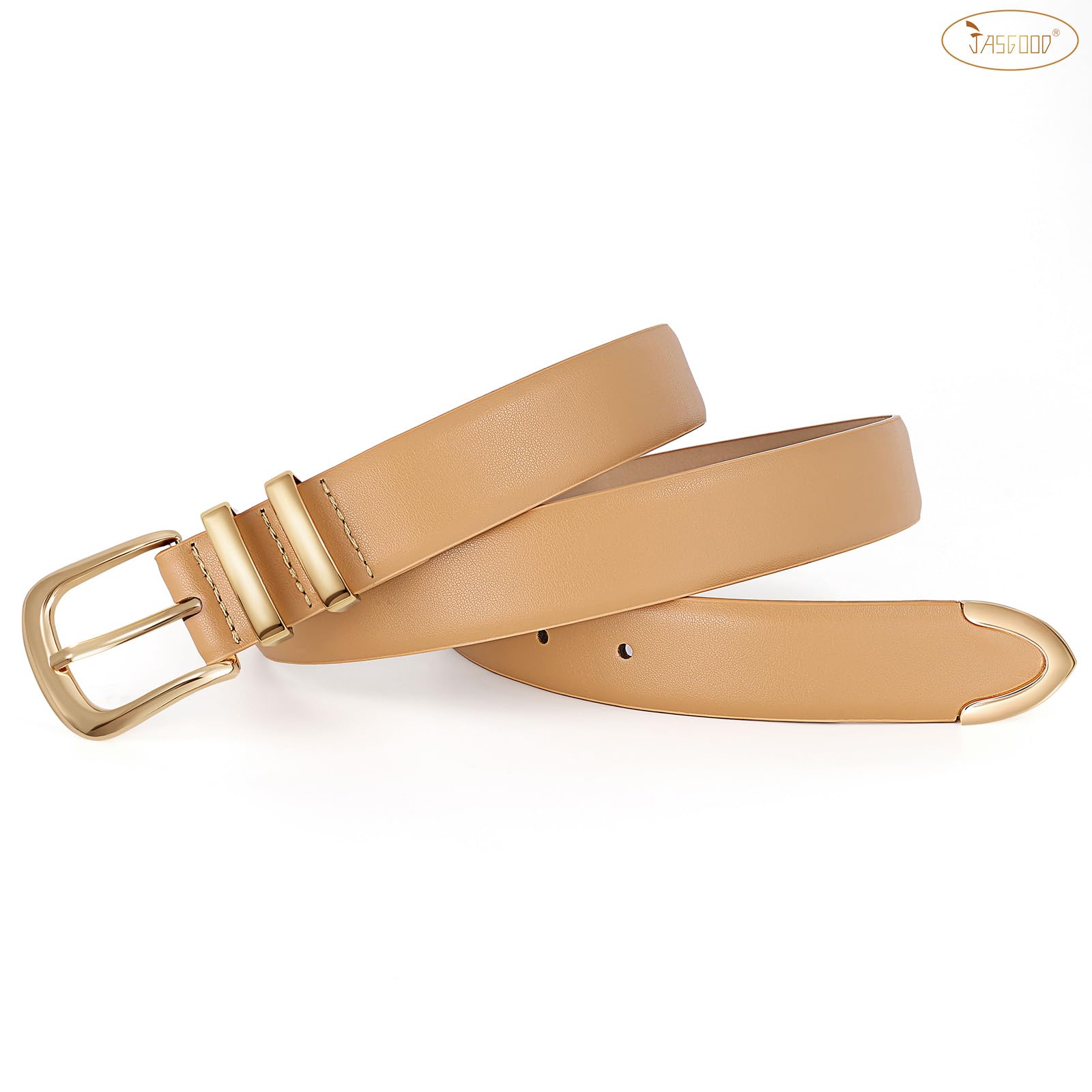 JASGOOD Women Leather Belt with Gold Buckle Ladies Fashion Faux Leather Waist Belt for Jeans Pants - JASGOOD OFFICIAL