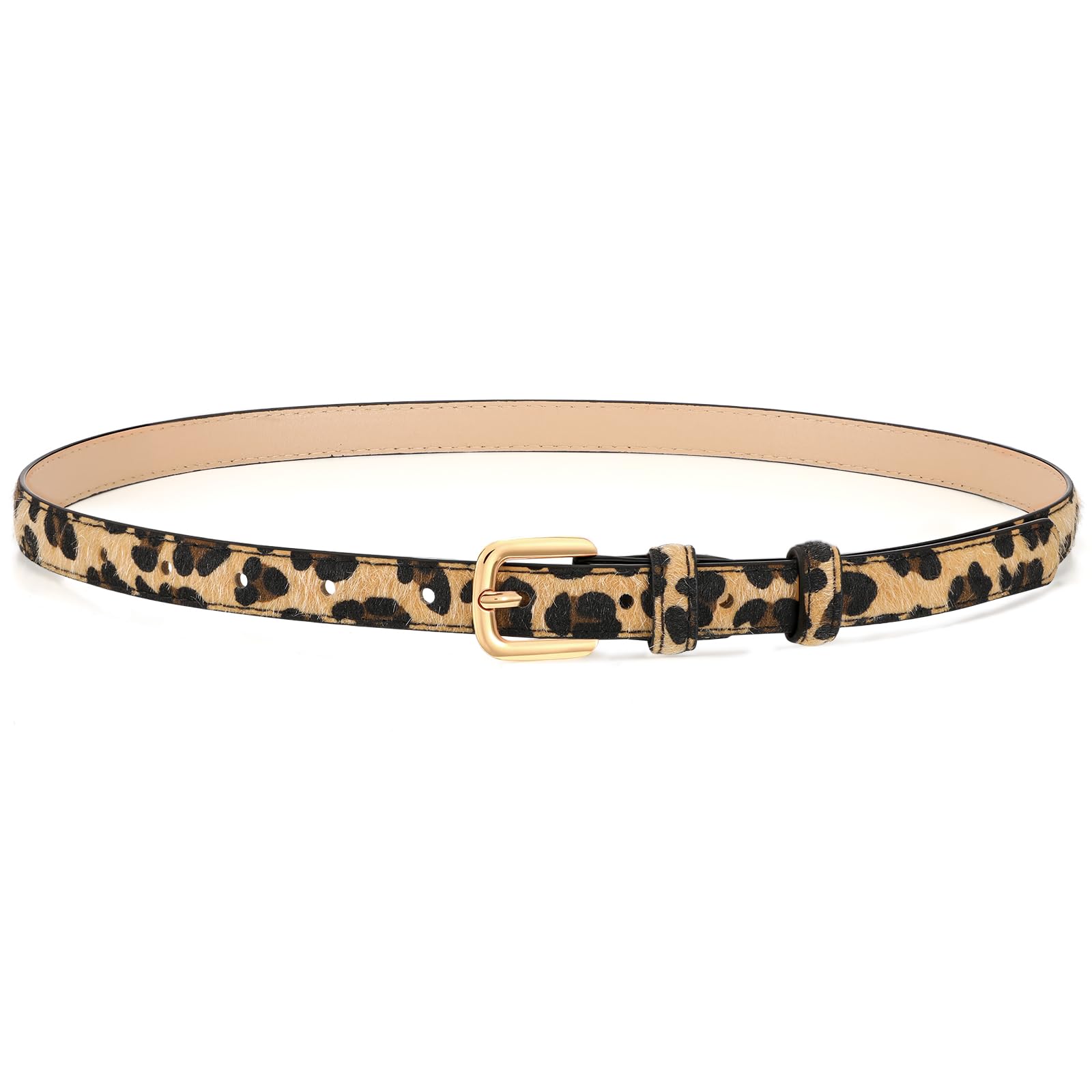 JASGOOD Women Skinny Faux Leather Belt Thin Waist Belt for Women Jeans Dress Fashion Ladies Belt with Gold Buckle