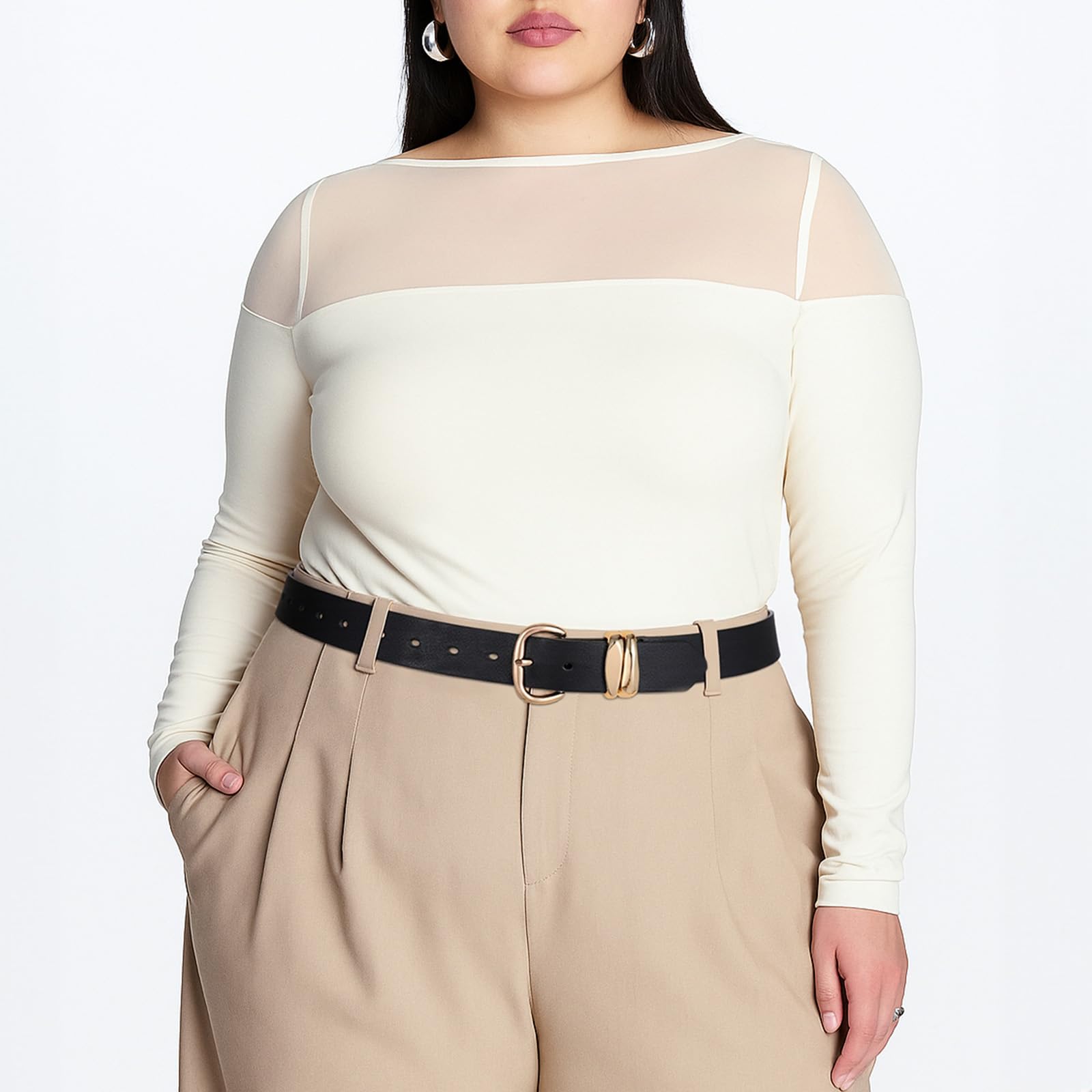 JASGOOD Women Leather Belt for Jeans Pants Gold Buckle Lady Casual Dress Waist Belt - JASGOOD OFFICIAL
