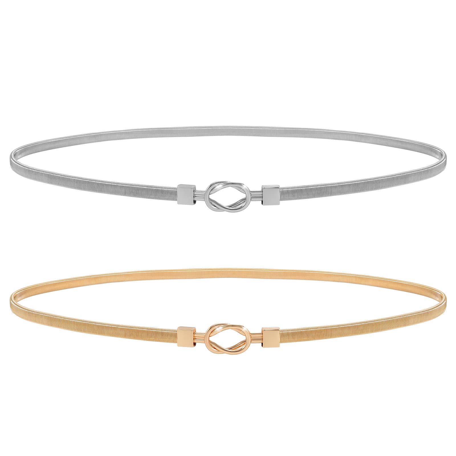 JASGOOD Skinny Metal Waist Belt for Dress Fashion Waistband Elastic Metal Chain Belt - JASGOOD OFFICIAL
