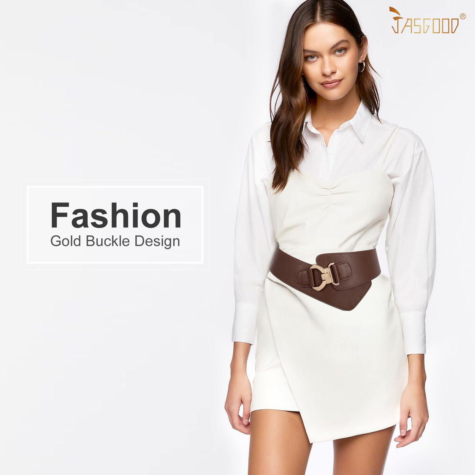 JASGOOD Wide Elastic Stretch Waist Belt Women's Adjustable Fashion Dress Belt - JASGOOD OFFICIAL