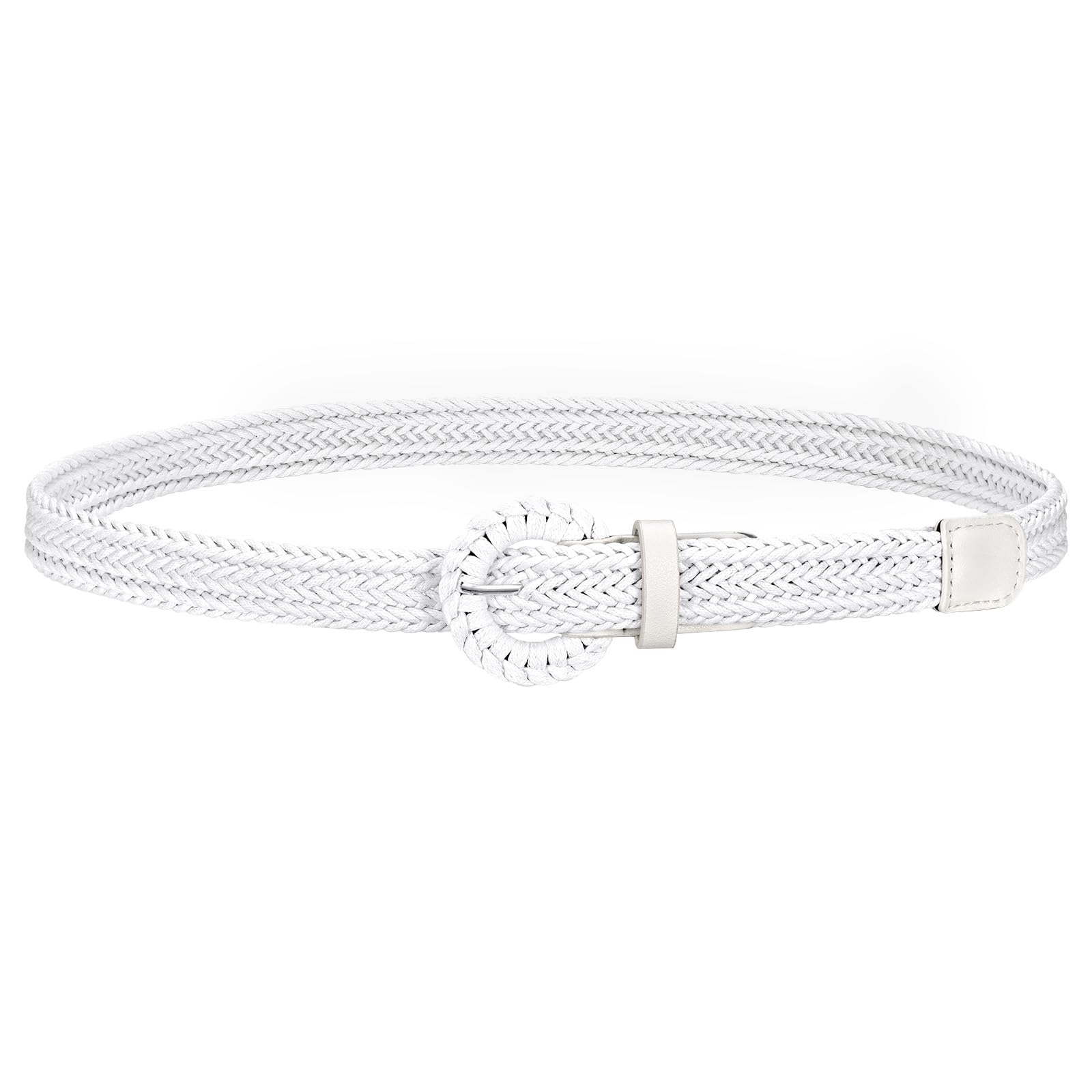 JASGOOD Women's Straw Braided Woven Boho Belt - Skinny Raffia Waist Strap for Summer Dresses & Jeans(Width:0.9")