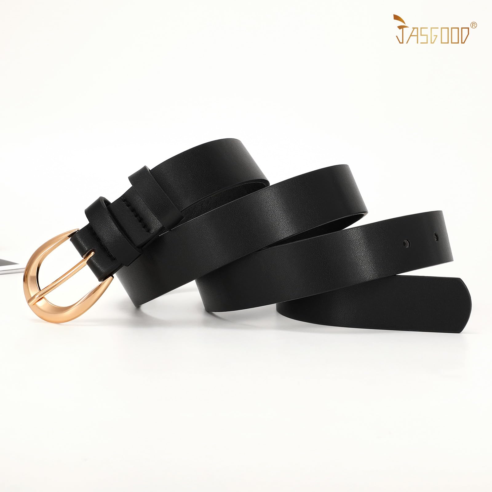 JASGOOD Women Leather Belt with Gold Buckle Fashion Women Belt Casual Leather Belt for Jeans Pants Dress